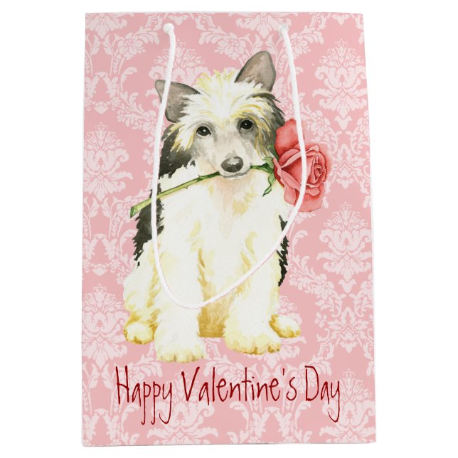 Valentine Rose Powderpuff Medium Gift Bag (Front)