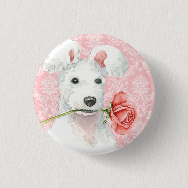 Valentine Rose Pumi Pinback Button (Front)