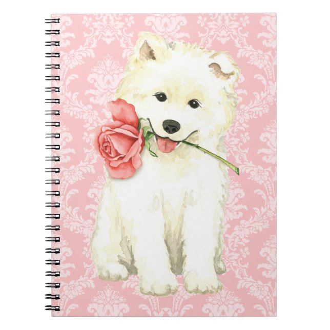Valentine Rose Samoyed Spiral Notebook (Front)