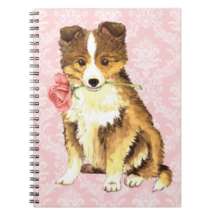 Valentine Rose Sheltie Spiral Notebook
