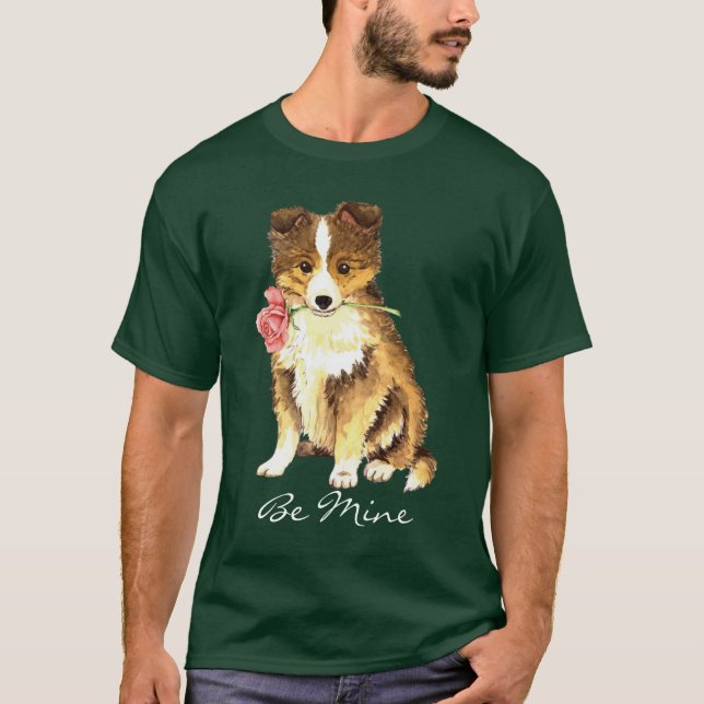 Valentine Rose Sheltie T-Shirt (Front)