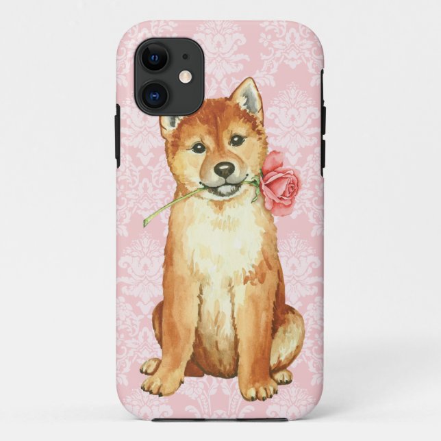 Valentine Rose Shiba Inu Case-Mate iPhone Case (Back)