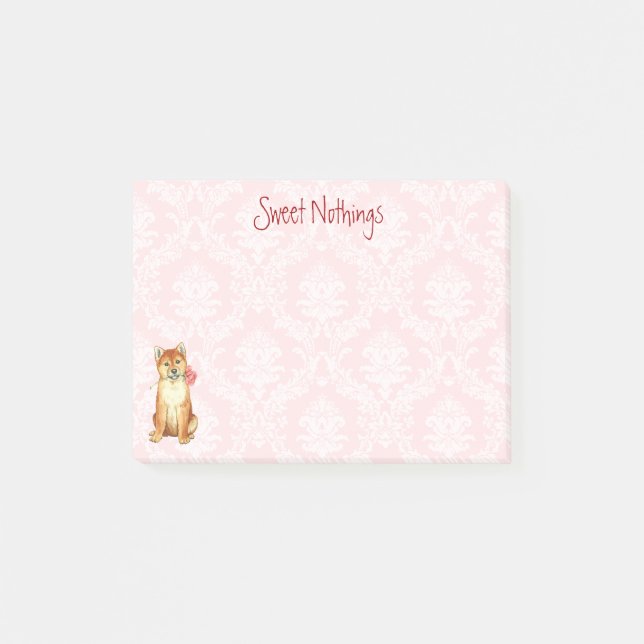 Valentine Rose Shiba Inu Post-it Notes (Front)