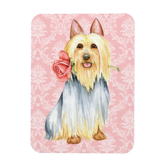 Valentine Rose Silky Terrier Magnet (Vertical)