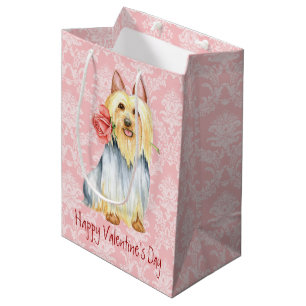 Valentine Rose Silky Terrier Medium Gift Bag