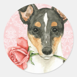 Valentine Rose Smooth Collie Classic Round Sticker