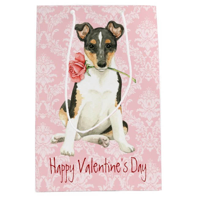 Valentine Rose Smooth Collie Medium Gift Bag (Front)