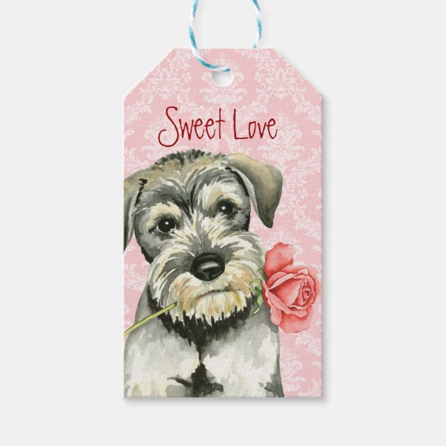 Valentine Rose Standard Schnauzer Gift Tags (Front)