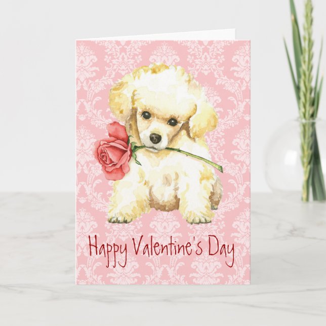 Valentine Rose Toy Poodle Holiday Card (Front)