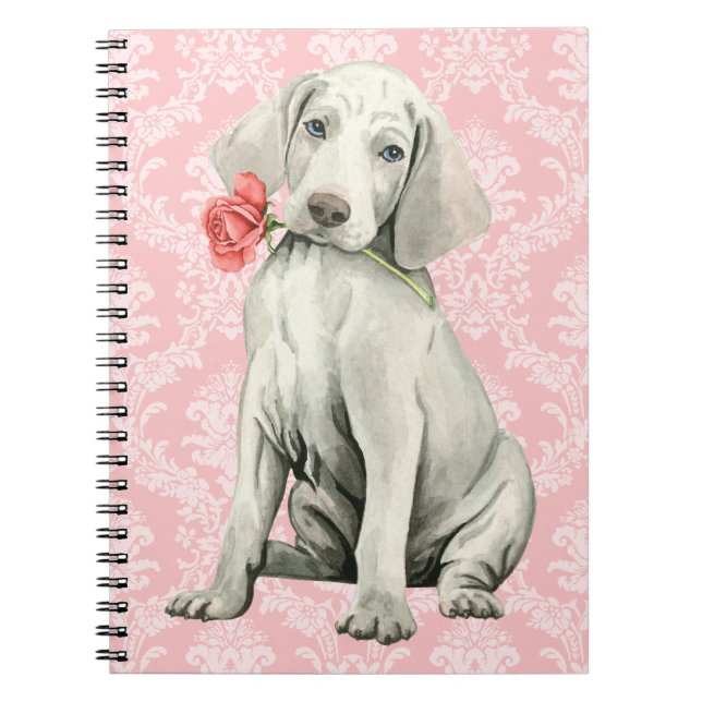 Valentine Rose Weimaraner Spiral Notebook (Front)