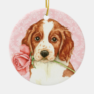 Valentine Rose Welshie Ceramic Tree Decoration
