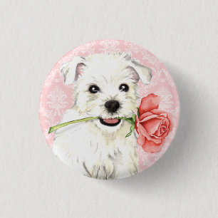 Valentine Rose Westie 3 Cm Round Badge