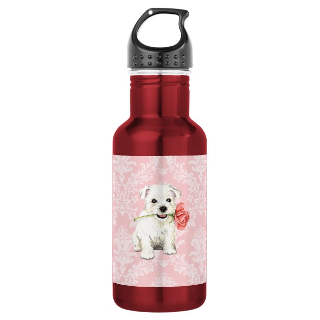 Valentine Rose Westie 532 Ml Water Bottle (Front)