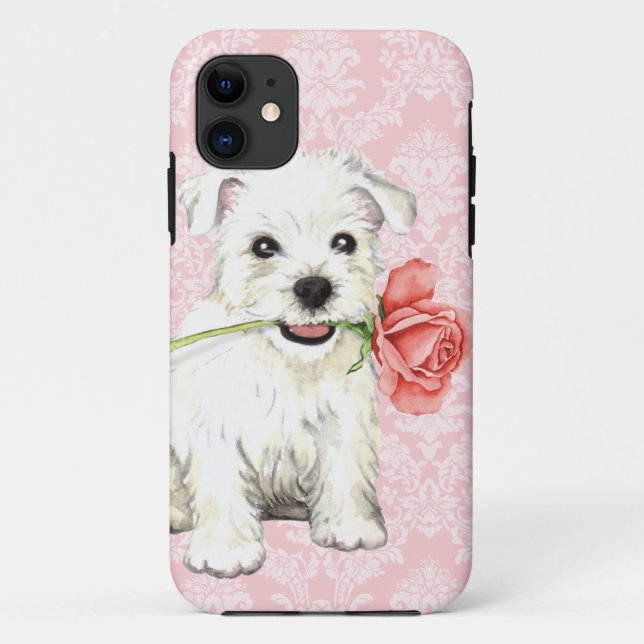 Valentine Rose Westie Case-Mate iPhone Case (Back)