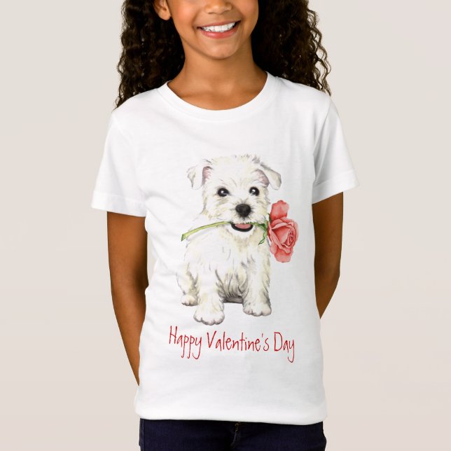 Valentine Rose Westie T-Shirt (Front)