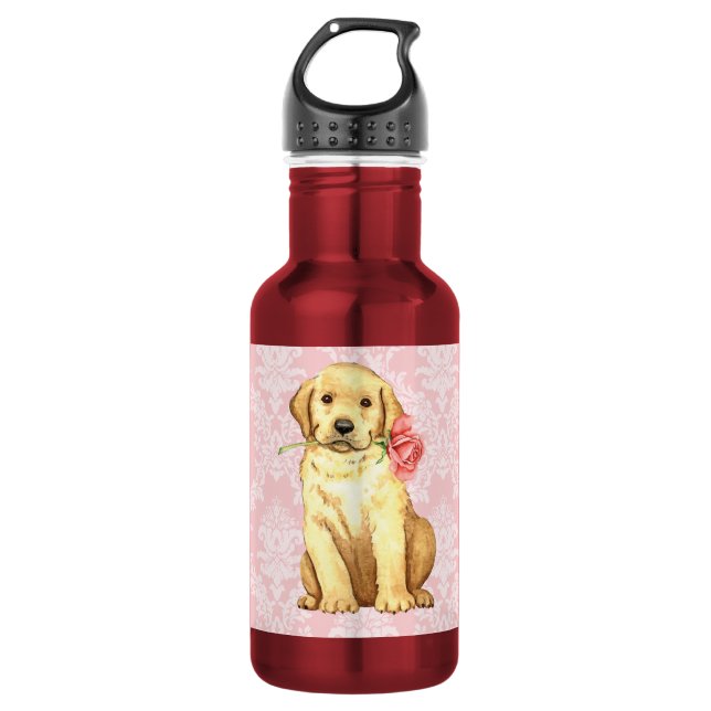 Valentine Rose Yellow Lab 532 Ml Water Bottle (Front)
