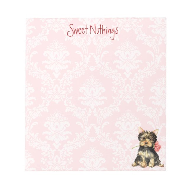 Valentine Rose Yorkie Notepad (Front)