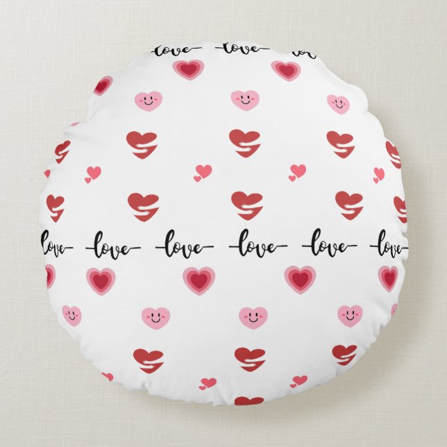 Valentine Round Pillow love text (Front)
