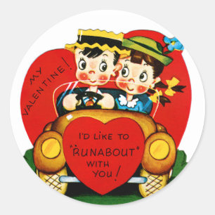 Valentine Runabout Classic Round Sticker