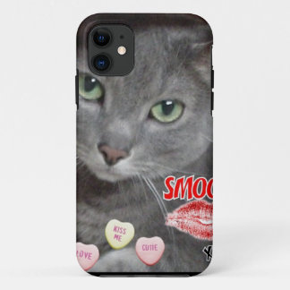 Valentine Russian Blue Cat iPhone 11 Case