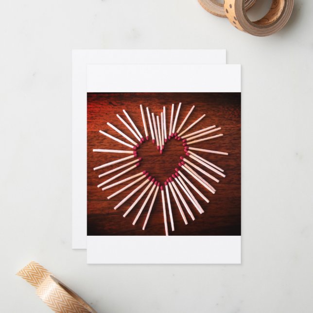 Valentine, Rustic,  handmade heart, Flat Note Card (Front/Back In Situ)