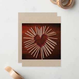 Valentine, Rustic,  handmade heart, Flat Note Card