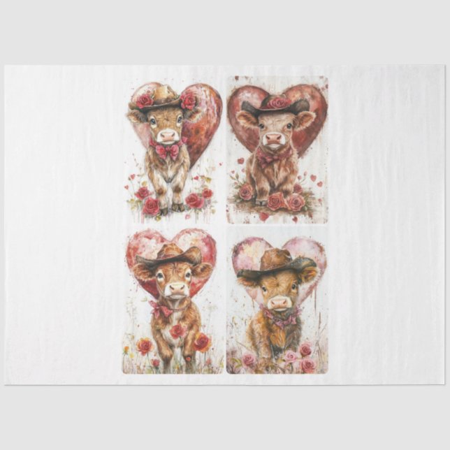 Valentine Rustic Highlanders Tissue Paper (Front)