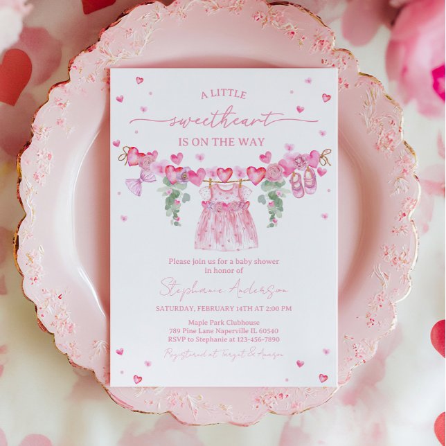 Valentine’s Baby Shower Invitation, Pink Heart Invitation (Creator Uploaded)