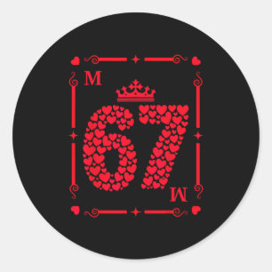 Valentine’s Day 67 Filled With Hearts Card Six Sev Classic Round Sticker