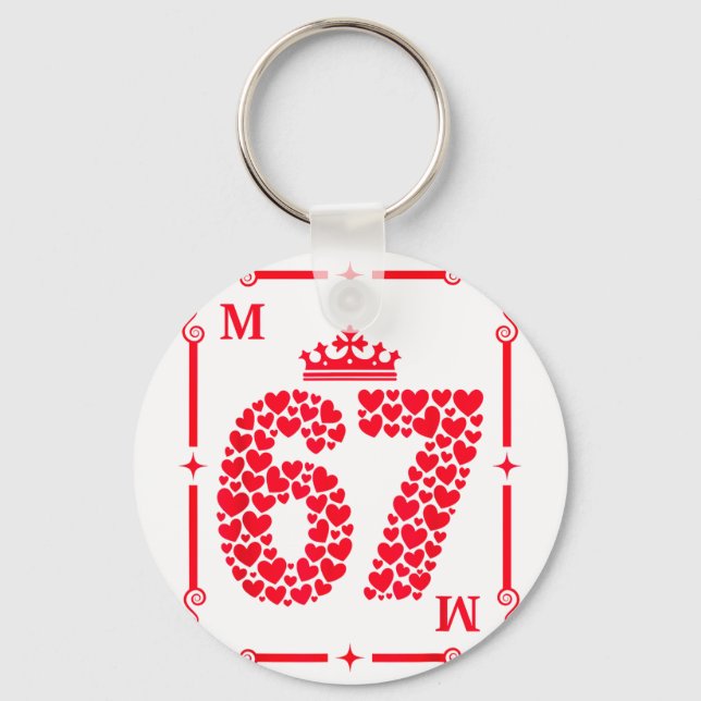 Valentine’s Day 67 Filled With Hearts Card Six Sev Key Ring (Front)