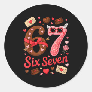Valentine’s Day 67 Meme Filled With Hearts Funny S Classic Round Sticker