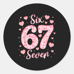 Valentine’s Day 67 Meme Filled With Hearts Funny S Classic Round Sticker