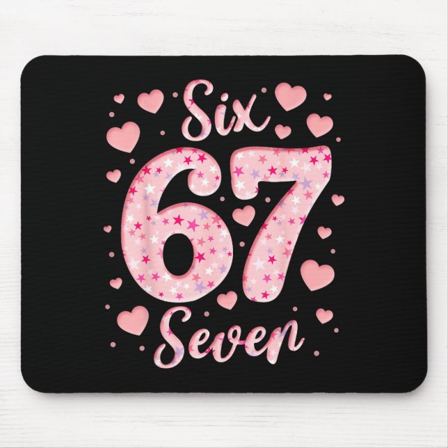 Valentine’s Day 67 Meme Filled With Hearts Funny S Mouse Pad (Front)