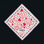 Valentine’s Day bandanna Red hearts & pet name<br><div class="desc">Sweet Valentine’s Day bandanna.
Red hearts and lady bugs
Personalise with your pets name</div>