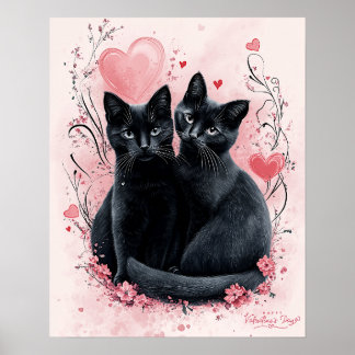 Valentine’s Day Black Cats Poster – Heartfelt Clas