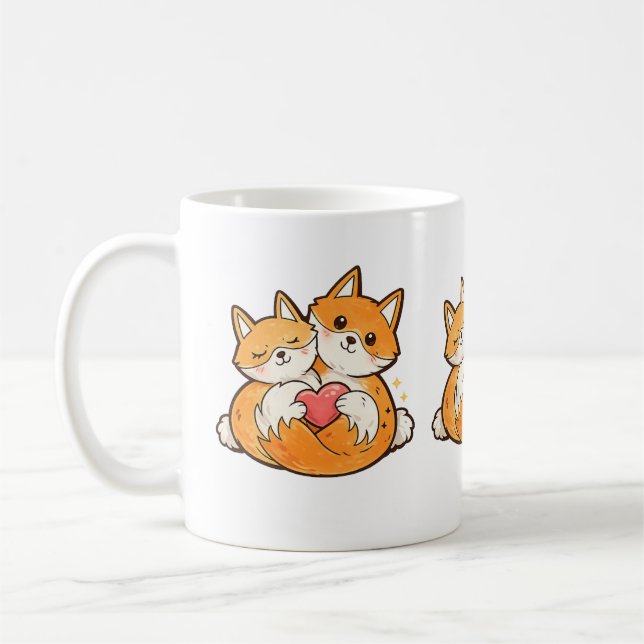 Valentine’s Day Bunny Mug | Cute Couple fox (Left)