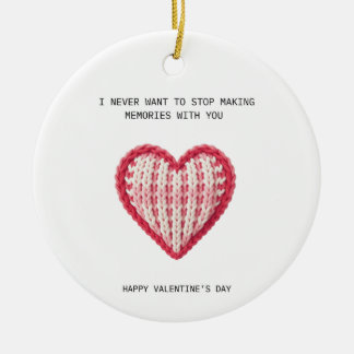 Valentine’s Day Card – Knit Heart Design Ceramic Tree Decoration