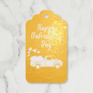 Valentine`s Day Card. Pink Red Gift Tags