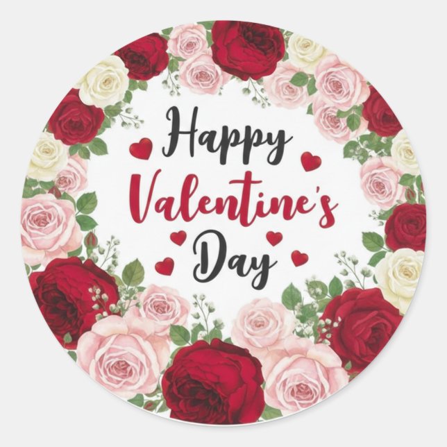  Valentine’s Day Classic Round Sticker (Front)