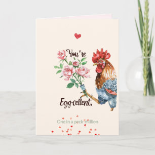 Valentine’s Day Cute Egg-cellent Rooster Card