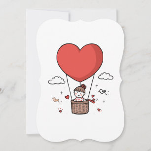 Valentine’s Day Cute Red Heart Balloon Women’s Cro Invitation