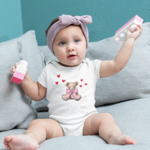 Valentine’s Day Cute Teddy Bear Baby Bodysuit