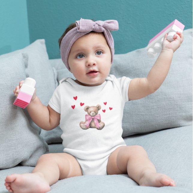 Valentine’s Day Cute Teddy Bear Baby Bodysuit (Creator Uploaded)