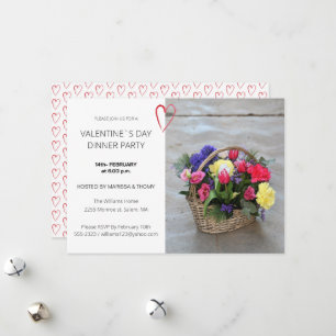 Valentine`s Day Dinner Party Modern Script Photo Holiday Card