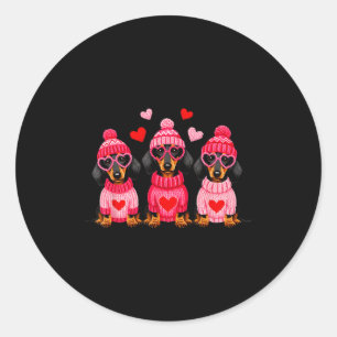 Valentine’s Day Dog Cute Dachshund Dogs For Dog Mo Classic Round Sticker