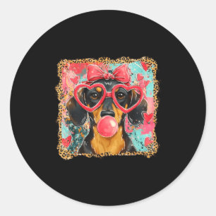 Valentine’s Day Dog Cute Dachshund Dogs For Dog Mo Classic Round Sticker