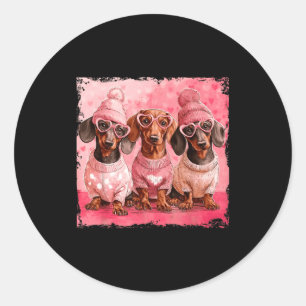 Valentine’s Day Dog Cute Dachshund Dogs For Dog Mo Classic Round Sticker