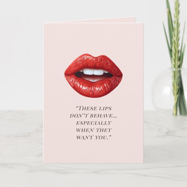 Valentine’s Day Flirty Red Lips Love Card (Front)