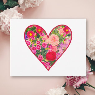 Valentine’s Day Floral Heart - Pink Red Love Holiday Postcard
