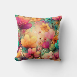 Valentine’s Day Floral Romantic Pink Purple Yellow Cushion